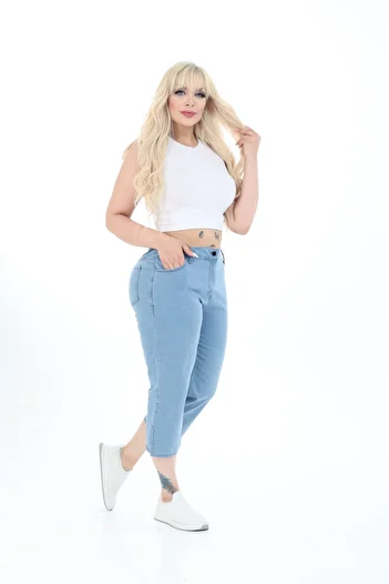 EYLÜL BUTİK Women's Elastic Waist Capri