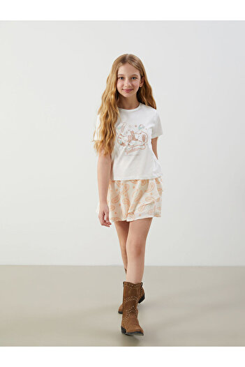 LC Waikiki Girl's Shorts Skirt with Elastic Waist