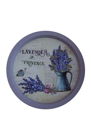 PUFO Round metal plate type tray Pufo Lavender de Provence for serving dessert, cakes, appetizers, 33 cm