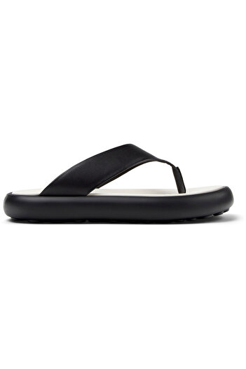 CAMPER Men's Black Flip-Flops With Hook-And-Loop Strap Lightweight Non-Slip Unique Design Twins