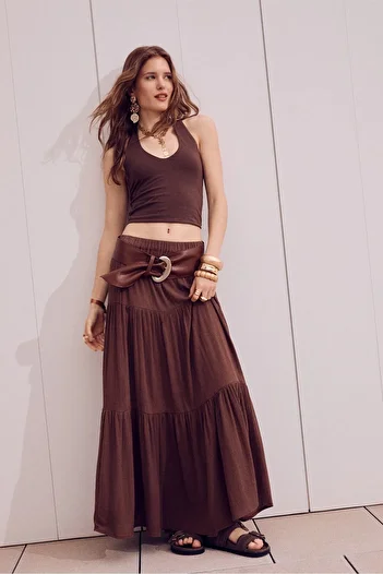 Stradivarius Boho midi skirt