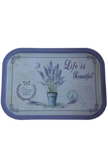PUFO Life is Beautiful metal tray plate for serving dessert, cakes, appetizers, 40 x 29cm