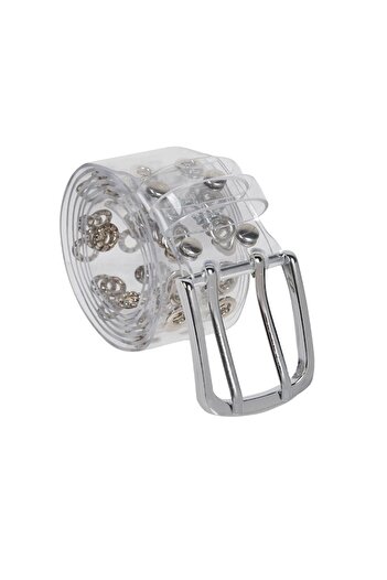 OEM Women's Belt, PVC, Transparent, Silver Holes, 110x4cm