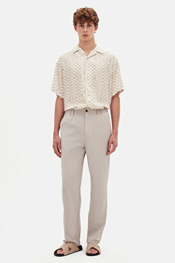 Tween Relaxed Fit Bej Düz Kumaş Pantolon