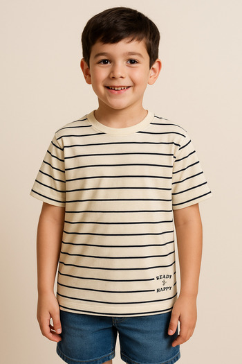 2kids2mom Ανδρικό μπλουζάκι Crew Neck Μαύρο ριγέ