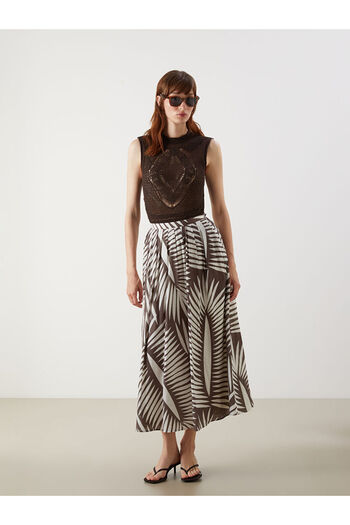 LC Waikiki Lcw Waist Zipper Pattern Pleated Skirt Fast Fashion