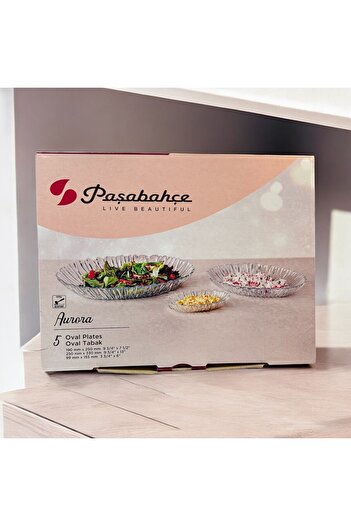 Paşabahçe Aurora Boat Plate Set - 5 Pieces Breakfast Appetizer Presentation Set Boxed