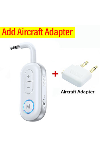 Choice3 White With Aircraft Bluetooth 5.3 Receiver Transmitter 3.5mm AUX Jack Airplane USB Dongle Wireless A