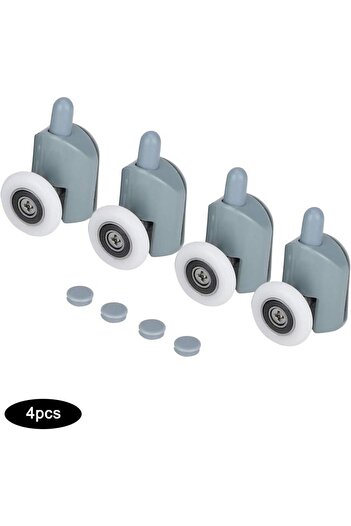 BOEM Set of 4 rollers for sliding shower door, Stainless Steel/Nylon, Grey/White
