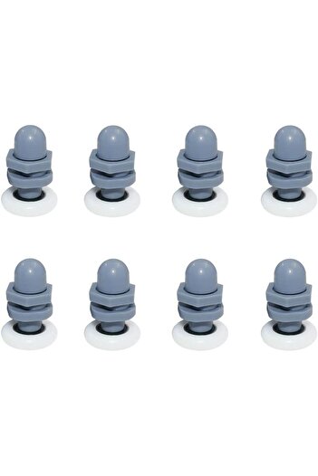 BOEM Set of 12 x Shower cabin roller, Stainless steel/ABS, White/Blue