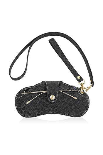 Choice black PU Leather Handmade Glasses Bag Sunglasses Case Portable Myopia Protector Simple Hanging Neck