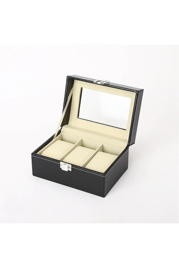Choice 3 Hot Sale PU Leather Display Storage Collection Organizer watch box Case With Glass Top Slot Men W.