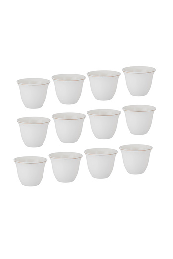 Dania A set of gilded white porcelain Arabic coffee cups, 12 pieces