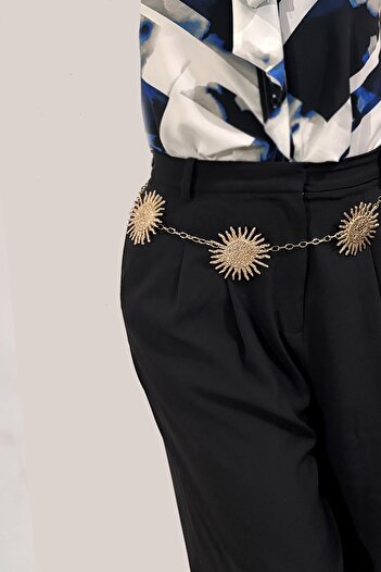 New Obsessions Gold Women's Belt with Sun Figure