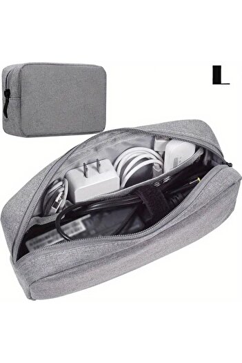 Choice L size Gray Storage Bag Cable Cord Organizer Travel Bag Small Electronics SD Card Power Bank Storage
