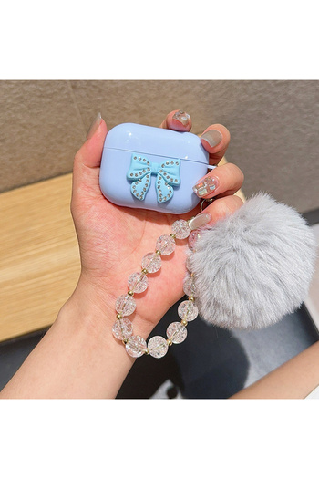 Choice1 For airpods 1 2 Blue Cute Glitter Bow knot Crystal Headphone Cover Pendant Minimalist Style For Appl