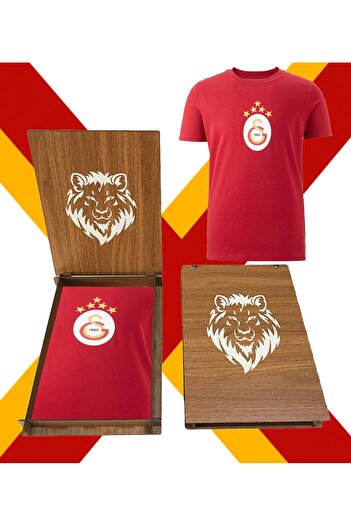 Galatasaray Licensed Championship 5 Star Jersey T-Shirt with Wooden Box Gift