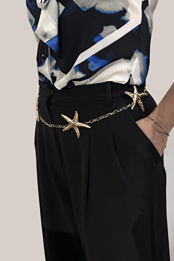 New Obsessions Gold Women's Belt with Starfish Figure