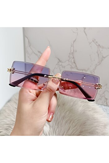 Choice4 Purple pink Rimless Sunglasses For Women Men Luxury Brand Vintage Sun Glasses Fashion Shades Travel