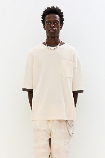 Pull & Bear Ribbed waffle-knit T-shirt