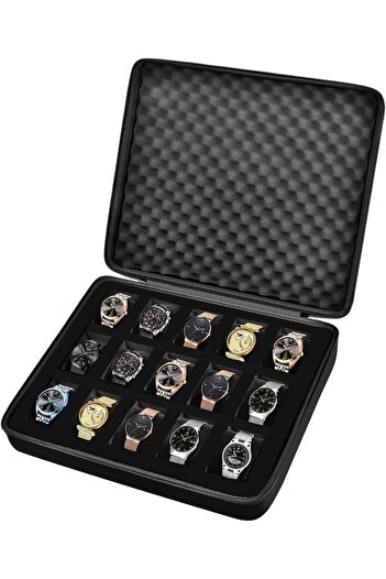 Choice Black 15 Slots Watch Box /Men Watch Display Storage Case Fits All Wristwatches and Smart Watches up
