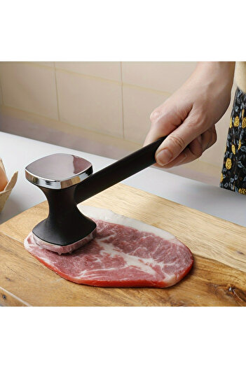 Choice black Heavy Duty Kitchen Meat Tenderizer Hammer with Rubber Grip, Stainless Steel Head for Effortles