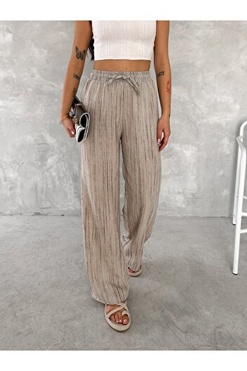 winmoda Women's Linen Pants - Aged Linen Fabric - Linen