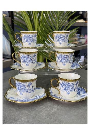 Doğudeko Bluebell Luxury Porcelain 6-Piece Cup Set