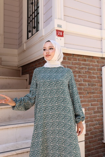 Moda MSK Φόρεμα βισκόζης με μοτίβο λουλουδιών πράσινο