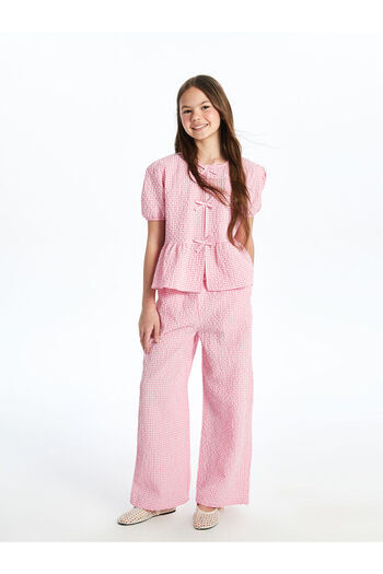 LC Waikiki Plaid Girls' Trousers with Elastic Waist