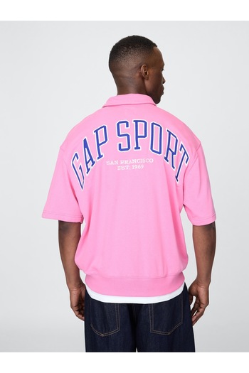 GAP Erkek Pembe VintageSoft Spor Çeyrek Fermuarlı Pullover Sweatshirt