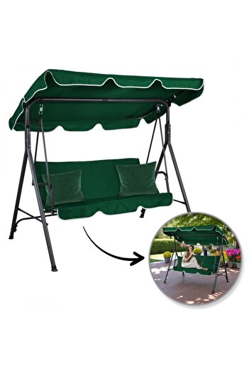 ECARLA Covered garden swing, 3 seats, maximum 260 kg, green cushions, JollyMag, HO01ZIE