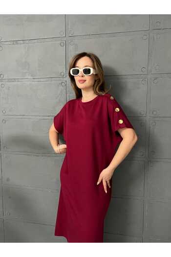 Butik Merrline Women's Gold Button Bat Sleeve Premium Top Quality Modal New Trend Dress