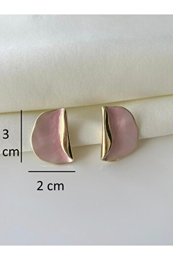 Nilsu Jewellery Accessory Gold Detailed Pearlescent Crushed Plate Women's Earrings