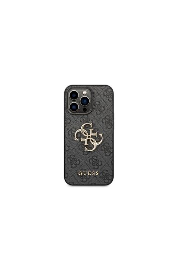 Guess iPhone 14 Pro Max Leather 4G Metal Logo Gray case