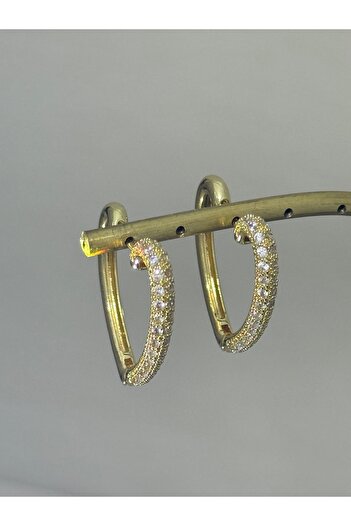 XUPING JEWELRY 18K zirkon taşlı kalp detaylı gold çelik küpe paslanmaz kararmaz