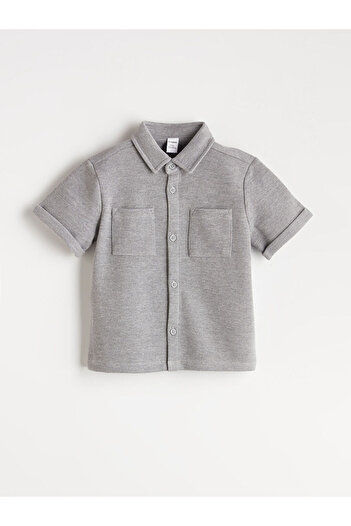 LC Waikiki Gray Basic Boy's Shirt and Shorts 2-Piece