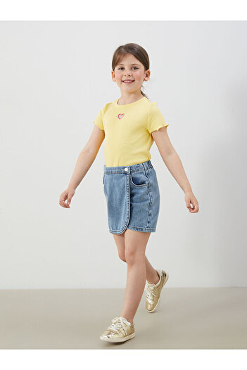 LC Waikiki LCW Baby - Baby Girl Jean Short Skirt, Elastic Waist