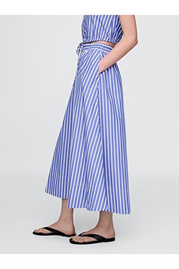 GAP Kadın Mavi Poplin Maxi Etek