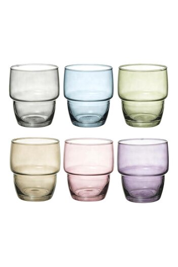 Generic Secret de Gourmet 6-Piece Rodrig'eau Teflon Coated Short Tumbler Glass Set Multicolor 280ml