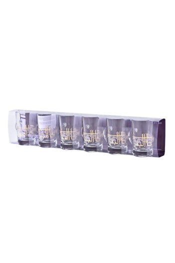 Generic Dimlaj 6-Piece Glass Tea Tumbler Set with Handle Clear and Deyar Gold 170g DJ-42802
