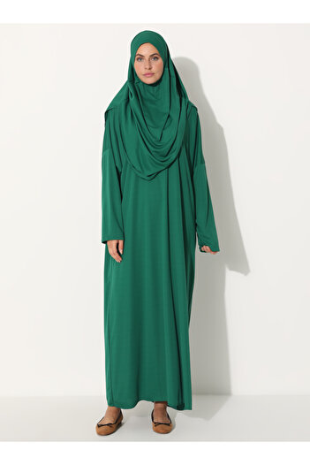 Sayın Tesettür Plus Size Prayer Dress - Emerald Green - Dear Hijab