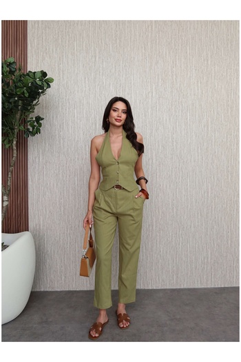 ESRAHELVACI Halter Neck Vest Pants Set