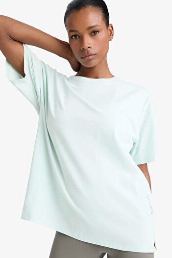 DeFacto E3494 Green Defactofit Comfort Fit Crew Neck Basic Plain Sportsman Short Sleeve T-Shirt