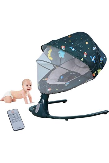 Yelajoy Baby Electric Rocking Chair,4 Swing Amplitudes,With Remote control and Mosquito Net, for Newborn