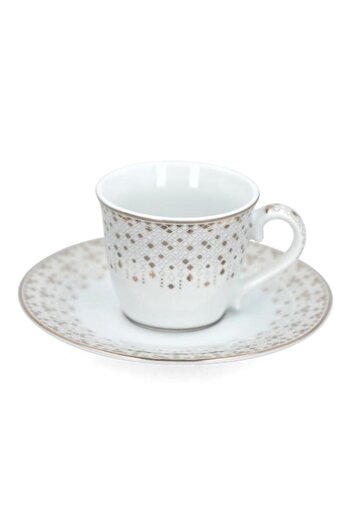 Generic Easy Life Festive Collection Porcelain Coffee Cup with Saucer White and Gold 80ml R1107/SA#FESV