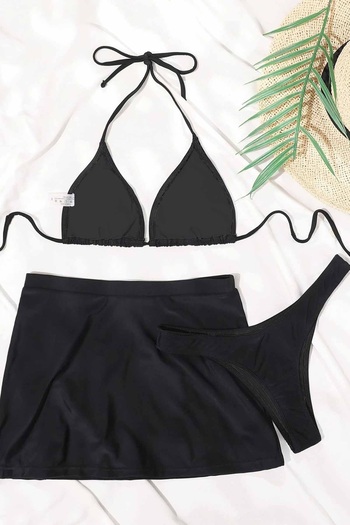 Angelsin 3-Piece Bikini Set with Sea Skirt (Removable Cover)