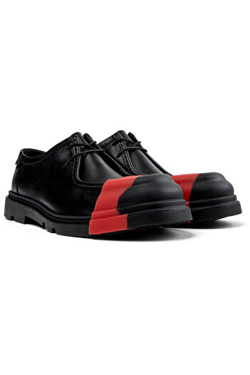 CAMPER Men's Black Genuine Leather Classic Shoes with Removable Accent Flat Sole Junction