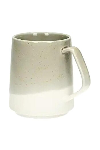 Generic Easy Life Easy to Clean Glazed Cylindrical Coffee Mug Beige and White 380 ml