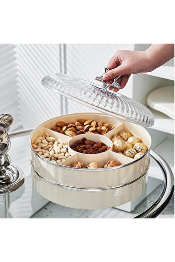 COOYA Fruit tray, acrylic material, airtight and fresh, 5 compartments, with lid, suitable for home use